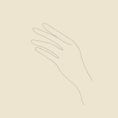 Kadın elinin zarif hareketleri, vektör çizgisi sanatı, tasarım elementi, logo.