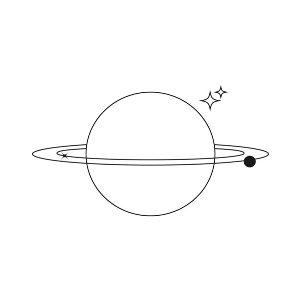 Yörüngesi ve uyduları olan gezegen sanat, tasarım unsuru, logo.