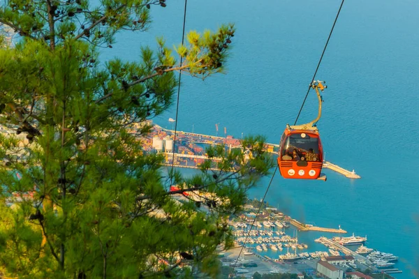 Antalya Turquia Teleférico Para Mount Tunektepe Dia Ensolarado Verão Estação — Fotografia de Stock