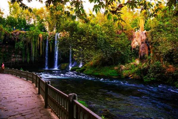 Antalia Turchia Bellissimo Paesaggio Con Vista Sulla Cascata Del Duden — Foto Stock