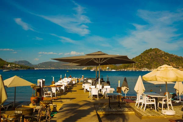 ICMELER, MARMARIS,, TURKEY: Beautiful scenery on the coast and beach in Icmeler, near Marmaris in Turkey Royalty Free Stock Photos