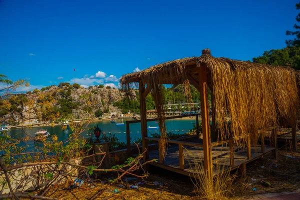 Turunch Marmaris Mugla Turkey Houten Tuinhuisjes Met Een Palmdak Het — Stockfoto