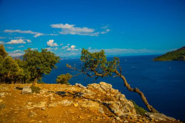 AMOS, MARMARIS, MUGLA, TURKEY: Amos Antik Şehir Marmaris Kumlubuk plajının manzarası.