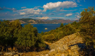 Türkiye 'nin Marmaris yakınlarındaki antik Amos kentinde AMOS, Marmaris, MUGLA, TURKEY:
