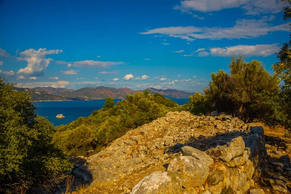 Türkiye 'nin Marmaris yakınlarındaki antik Amos kentinde AMOS, Marmaris, MUGLA, TURKEY: