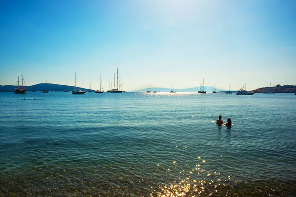 Bodrum Mugla Turkey Όμορφη Θαλασσογραφία Θέα Πλοία Και Θάλασσα Στο — Φωτογραφία Αρχείου