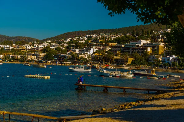 Mugla Turkey Panoramic View Bodrum Beach Aegean Sea 전통적 마리나 — 스톡 사진