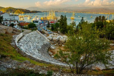 FETHIYE, TURKEY: Fethiye şehir merkezindeki amfitiyatronun akşam üstü manzarası.
