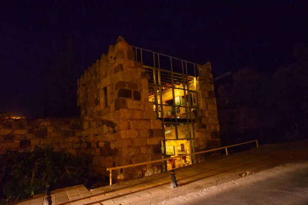 Bodrum Turquie Fragments Mur Forteresse Fortification Bodrum Nuit Éclairés Par — Photo