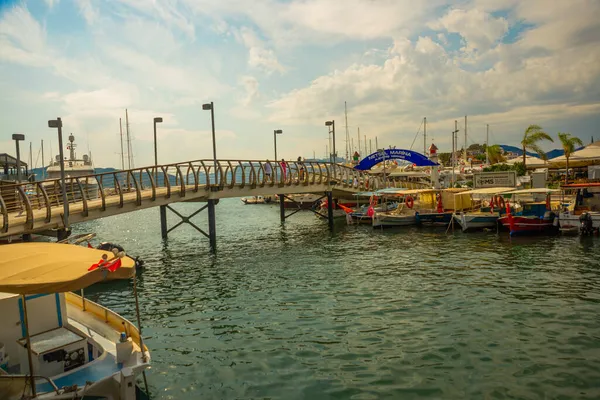 Marmaris Mugla Turkey Beautiful Bridge Netsel Marina Marmaris Cloudy Day — Stock Photo, Image