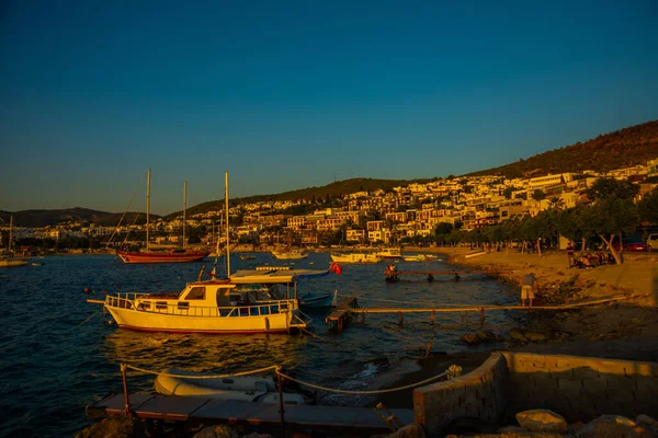 Bodrum Mugla Turkey Όμορφη Ρομαντική Θαλασσογραφία Θέα Πλοία Και Τις — Φωτογραφία Αρχείου