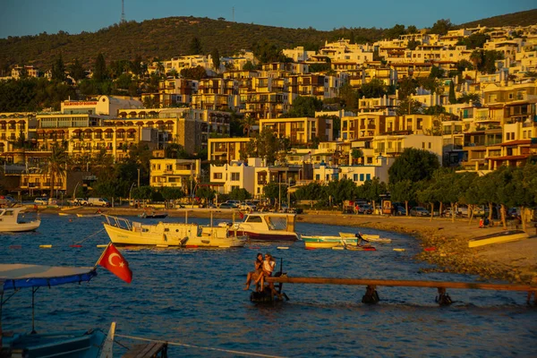Bodrum Mugla Türkei Stadtbild Der Uferpromenade Mit Bootsblick Abend Bei — Stockfoto