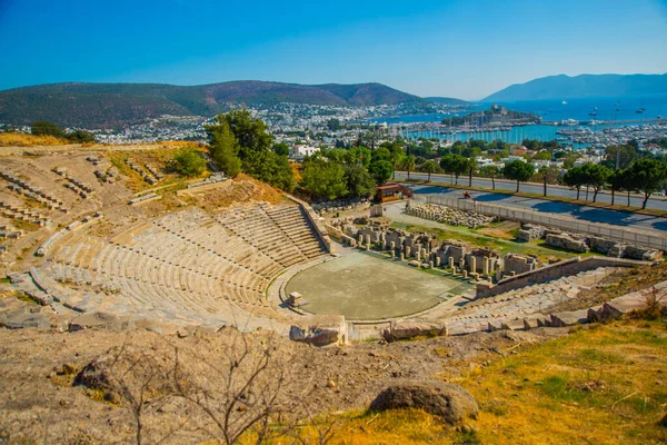 Bodrum Turkey Panoramisch Uitzicht Stad Vanaf Het Amfitheater Een Zonnige — Stockfoto
