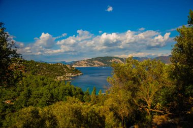 AMOS, MARMARIS, MUGLA, TURKEY: Antik Amos kentinden körfezin üst görünümü.