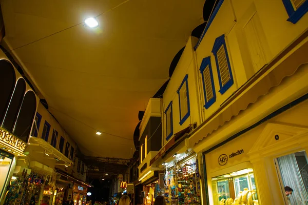 Bodrum Mugla Turkey Hagyományos Turista Utca Bevásárlóközpontokkal Árusítással Bodrumban — Stock Fotó