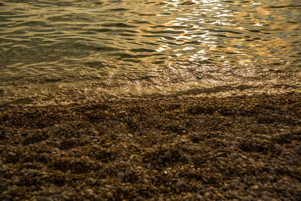 Oludeniz Fethiye Turkey Sea Waves Small Rocks Oludeniz Beach Evening — Stock Photo, Image