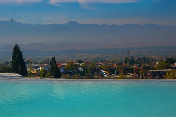 Pamukkale Denizli Türkei Türkisfarbene Wassertravertinbecken Pamukkale — Stockfoto
