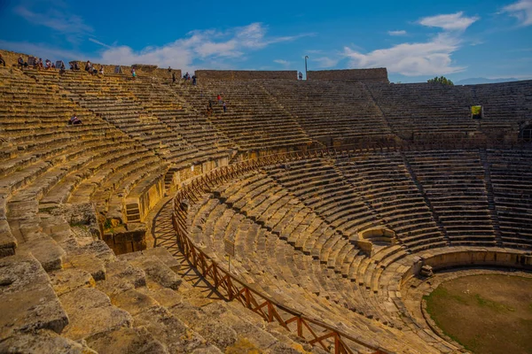 Pamukale Denizli Turkey Yıkılmış Hierapolis Şehri Pamukkale Amfi Tiyatrosu — Stok fotoğraf