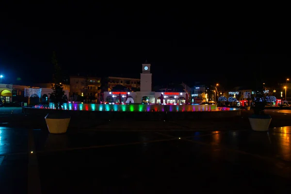 Marmaris Mugla Turkey Gyönyörű Központi Szökőkút Torony Marmarisban Éjszaka — Stock Fotó