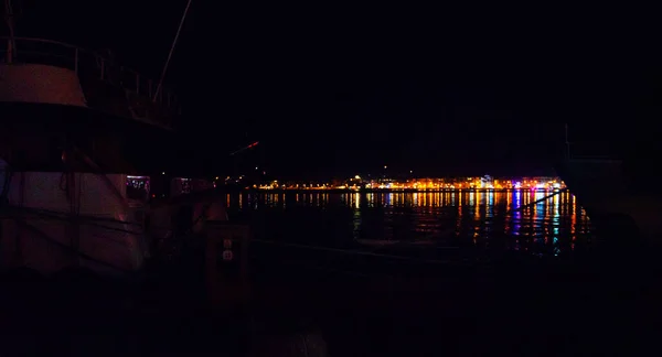 Μαρμαρησ Μουγλα Τουρκια Άποψη Του Μαρμαρά Νύχτα Πολύχρωμα Φώτα Φόντο — Φωτογραφία Αρχείου