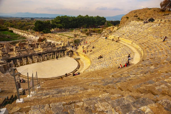 Ephesus Selcuk Izmir Turquia Anfiteatro Antigo Enorme Éfeso Antiga Cidade — Fotografia de Stock