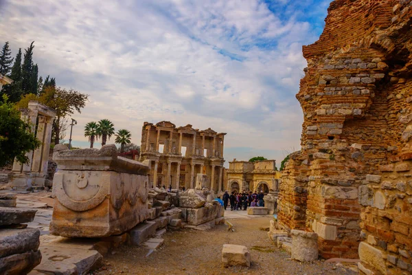 Efesus Selcuk Izmir Turkey Celsius Bibliotek Den Antika Staden Efesus — Stockfoto