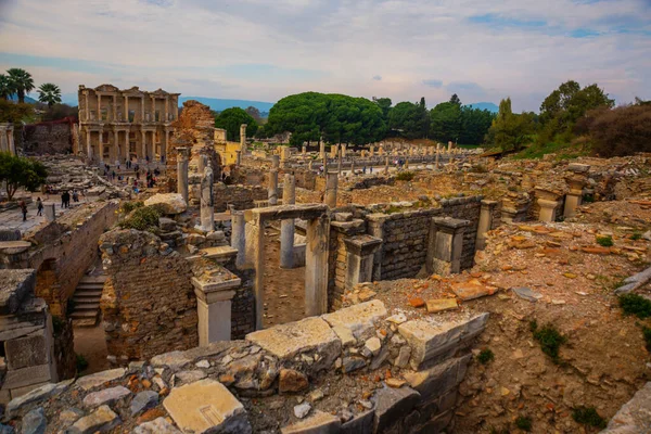 Ephesus Selcuk Izmir Turquie Bibliothèque Celsius Ruines Dans Ancienne Ville — Photo
