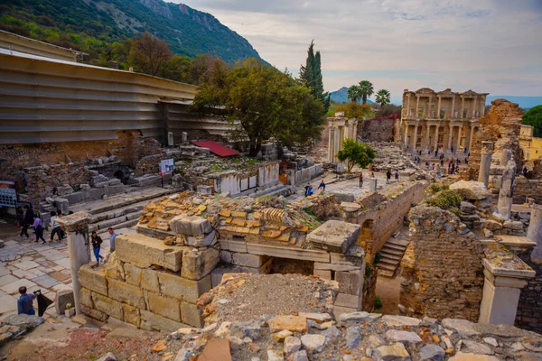 Efesus Selcuk Izmir Turkey Celsius Bibliotek Och Ruiner Den Antika — Stockfoto
