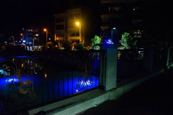 Marmaris Mugla Turkey Beautiful Canal City Center Blue Illumination Night — 스톡 사진