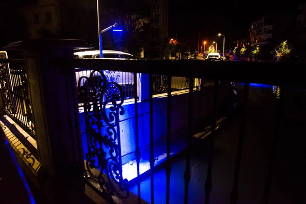 Marmaris Mugla Turkey Beautiful Canal City Center Blue Illumination Night — Photo