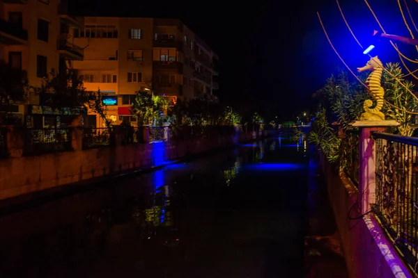 Marmaris Mugla Turkey Sculpture Seahorse Street Canal Marmaris Night — стоковое фото