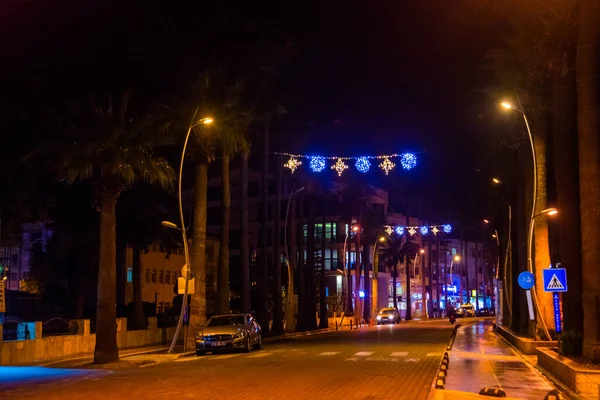 Marmaris Mugla Turquía Hermosa Calle Nocturna Decorada Para Nuevo Año — Foto de Stock