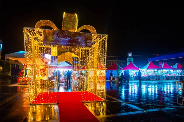 MARMARIS, MUGLA, TURKEY: New Year's Fair on the Youth Square on May 19 at night in the center of Marmaris.