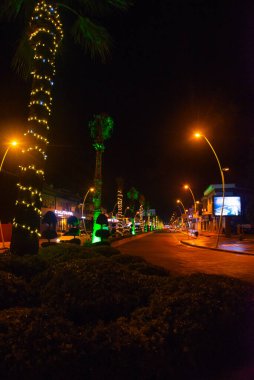 Marmaris, MUGLA, TURKEY: Marmaris 'te yeni yıl için süslenmiş güzel bir gece caddesi