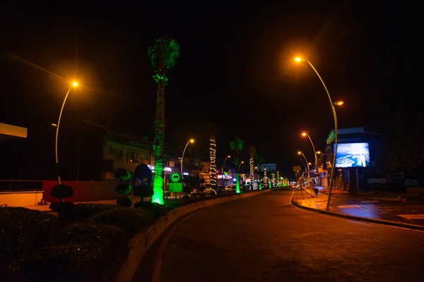Marmaris Mugla Turquía Hermosa Calle Nocturna Decorada Para Nuevo Año —  Fotos de Stock