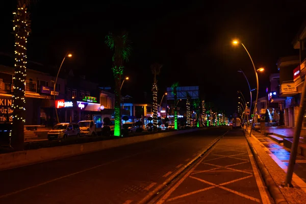Marmaris Mugla Turquía Hermosa Calle Nocturna Decorada Para Nuevo Año —  Fotos de Stock