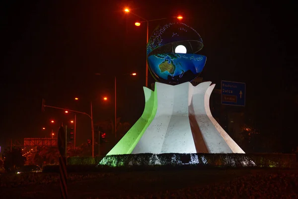 Marmaris Mugla Turkey Monument Form Globe Pearl Night Unusual Monument — Stock Photo, Image