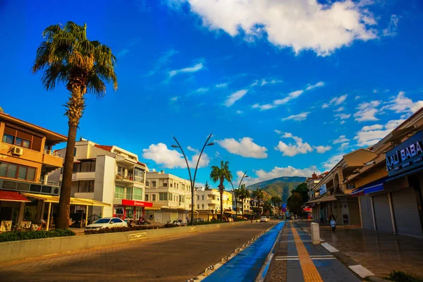MARMARIS, MUGLA, TURKEY: Main street and road in Marmaris during the day.