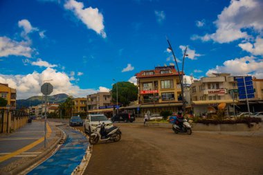 MARMARIS, MUGLA, TURKEY: The monument is a shell with a Pearl from which water pours on the stones on the street in Marmaris.