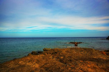 PHASELIS, TURKEY: The scenic view of the beach of Phaselis ancient city on a cloudy day in the village of Tekirova, Antalya province, near Kemer, Turkey.