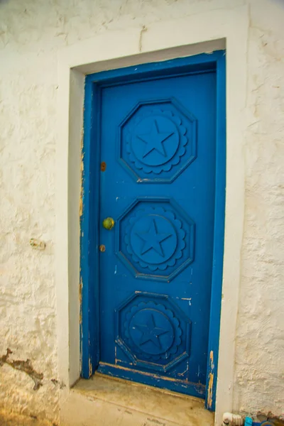 Marmaris Mugla Turkey Niebieskie Drzwi Starego Miasta Historycznym Centrum Marmaris — Zdjęcie stockowe