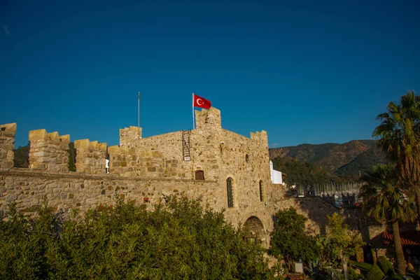 Marmaris Mugla Turkey Güneşli Bir Günde Eski Taş Kale — Stok fotoğraf