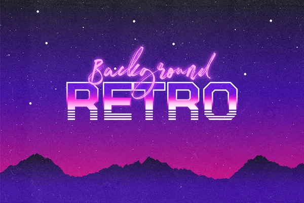 Vintage Retro Tapéta Banner Illusztráció Stílus Években Grunge Textúra Neon — Stock Vector