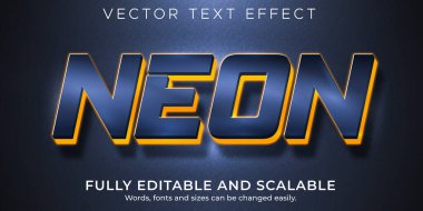 Neon ışığı metin efekti, düzenlenebilir öncü ve parlayan metin biçimi