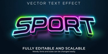 Sport neon düzenlenebilir metin efekti, esport ve light metin biçimi