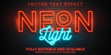 Neon ışığı metin efekti, düzenlenebilir retro ve parlayan metin biçimi