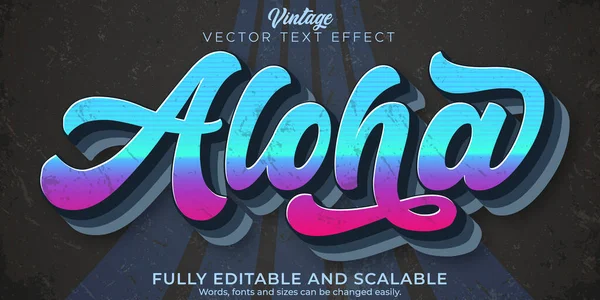 Editable Text Effect Aloha Vintage Retro Font Style — 스톡 벡터