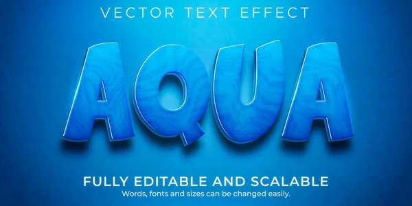 Aqua Wassertexteffekt Editierbarer Blauer Und Flüssiger Textstil — Stockvektor