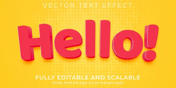 Cartoon Hello Text Effect Editable Comic Funny Text Style — Stockový vektor