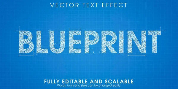 Blueprint Zeichnung Texteffekt Editierbares Engineering Und Architektur — Stockvektor